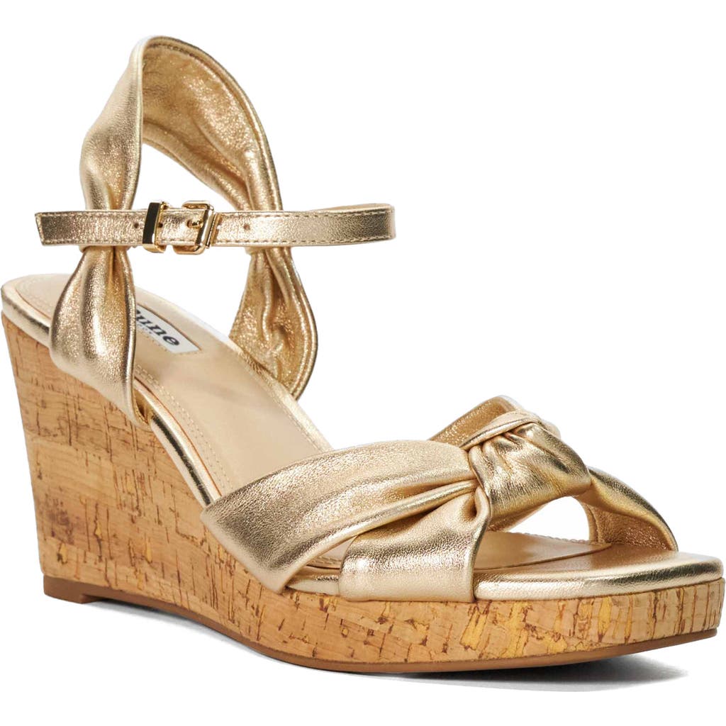 Dune London Kaino Platform Wedge Sandal In Gold