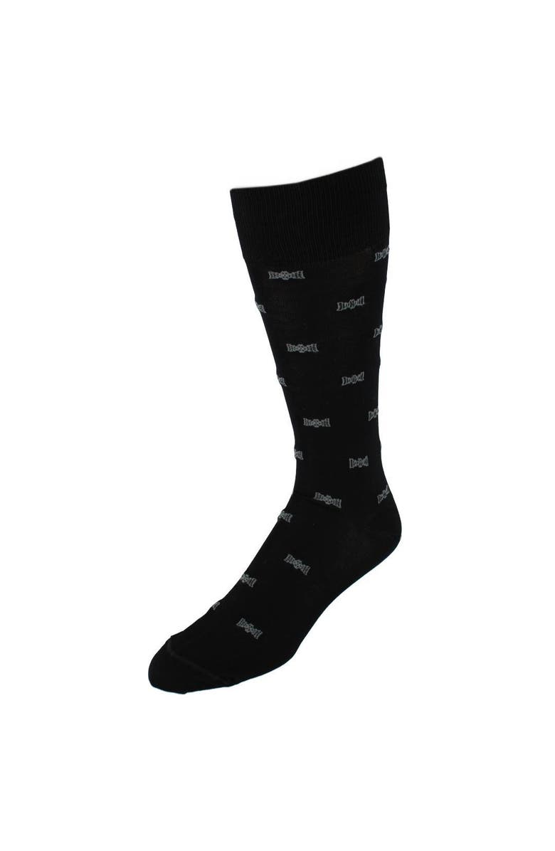 Trafalgar Dapper Bow Tie Novelty Mid Calf Mercerized Cotton Socks, Main, color, Black