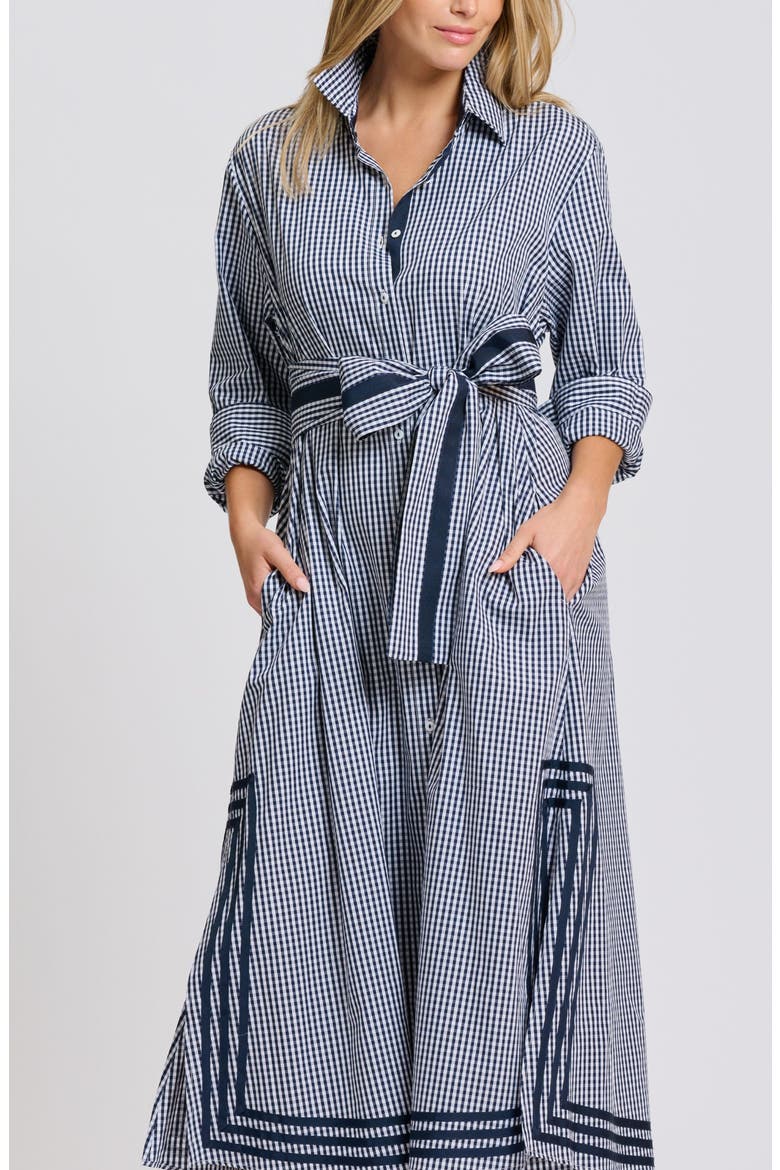 Pippa A-Line Gingham Shirtdress, Alternate, color, FRENCH NAVY