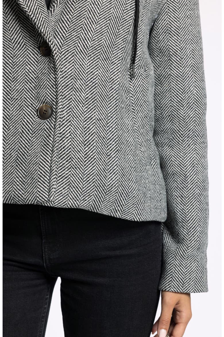 Alejandra Herringbone Coat with Bib Hoodie, Alternate, color, CHARCOAL MELANGE