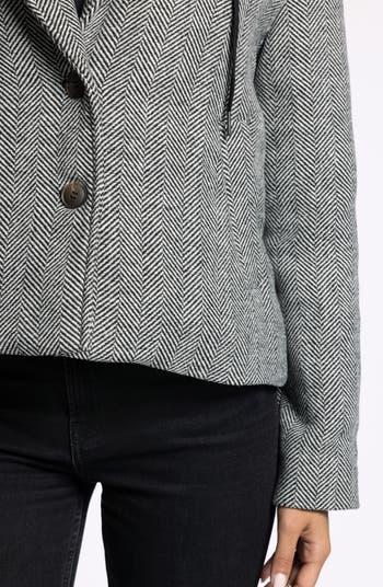 Thread & Supply Alejandra Herringbone Coat with Bib Hoodie | Nordstrom