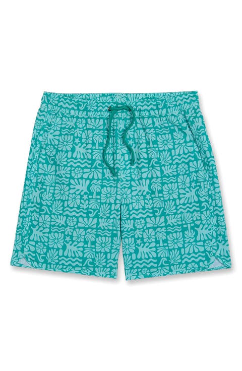 Kids' The Anchor Tropical Print Water Repellent Swim Trunks (Toddler, Little Kid & Big Kid)