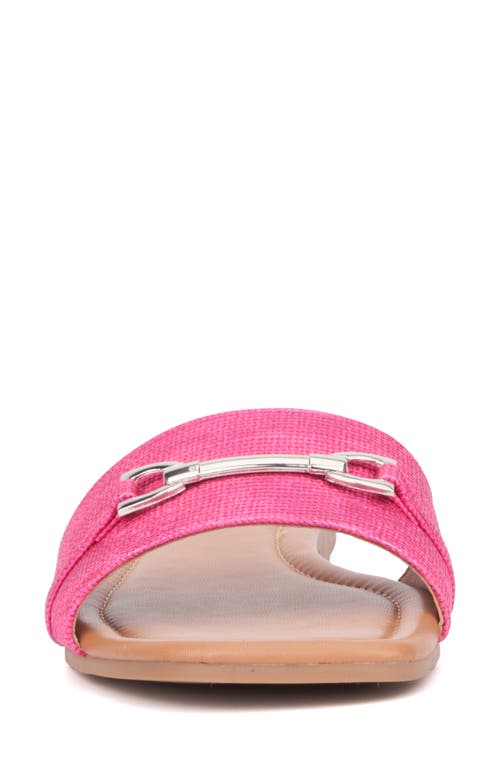 Shop New York And Company Naia Slide Sandal In Pink Linen
