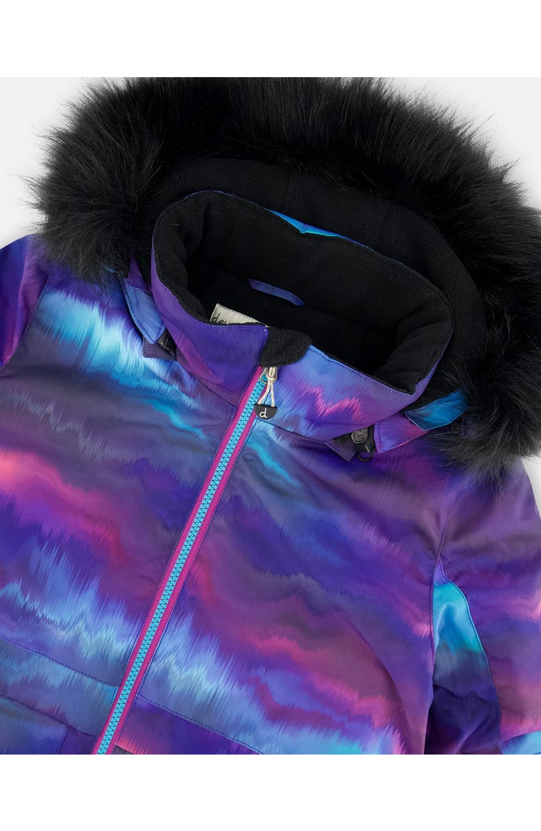 Deux par Deux Girl's Two Piece Snowsuit Printed Aurora Borealis And Purple, Alternate, color,