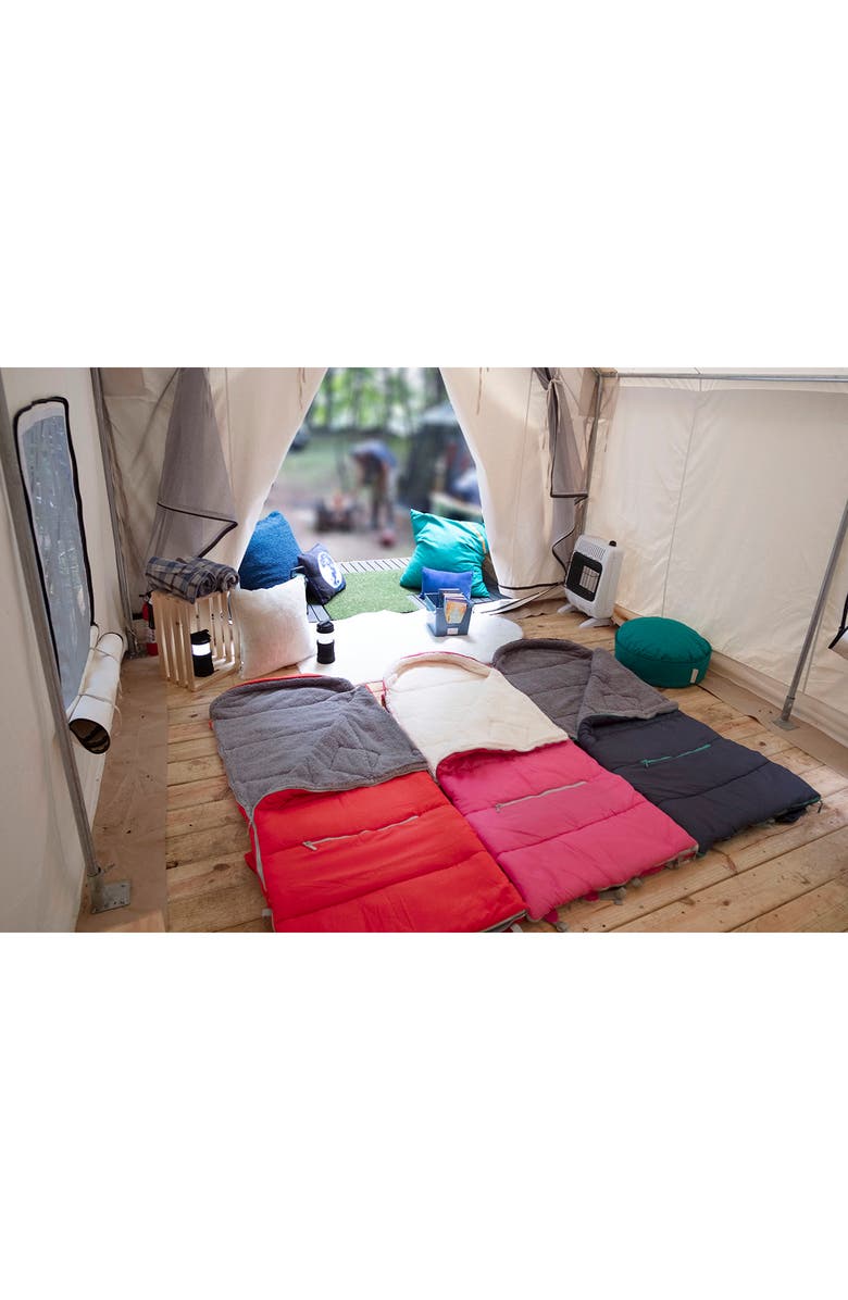 mimish Kids' Sleep-n-Pack Faux Shearling Lined Sleeping Bag Backpack, Alternate, color, Fiery Red/ Stormy Grey