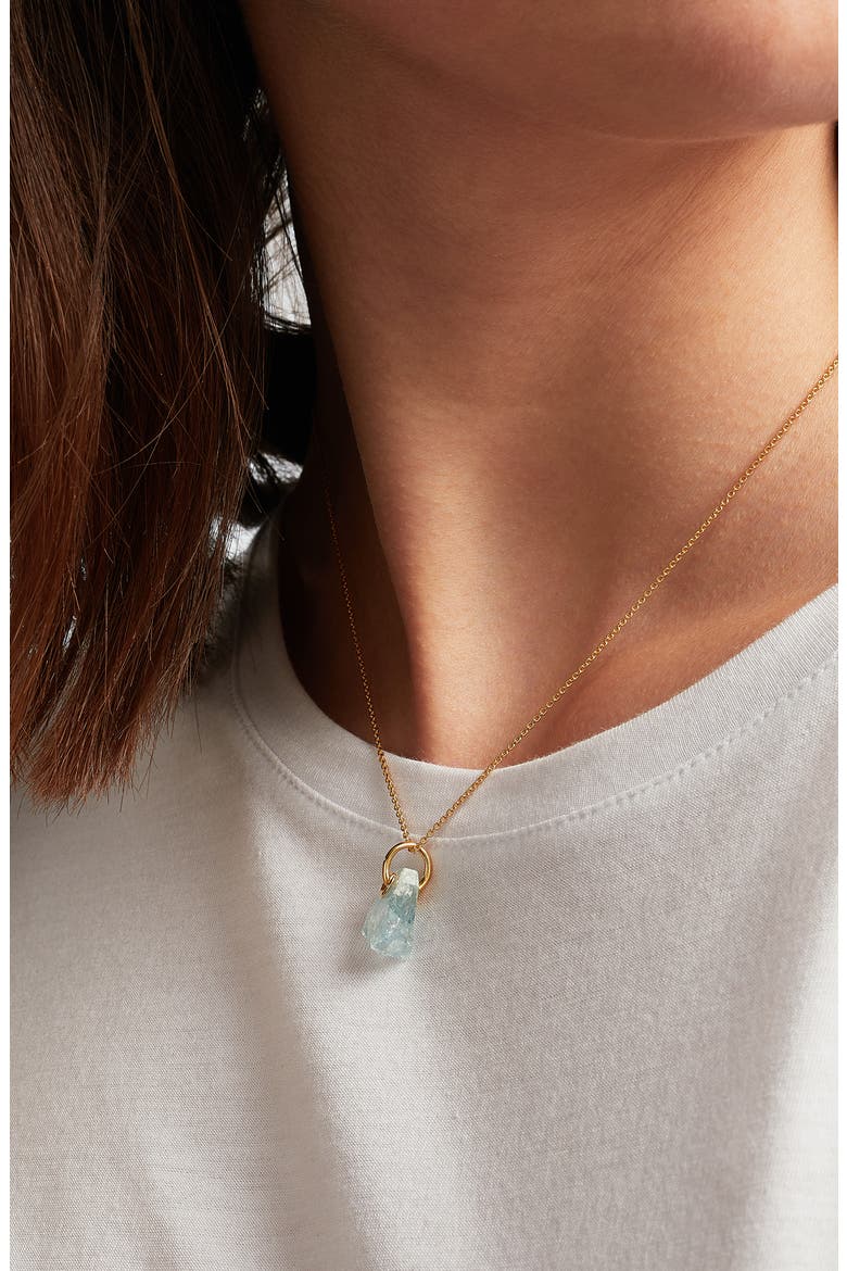 x Caroline Issa Aquamarine Pendant Necklace, Alternate, color, YELLOW GOLD/ AQUAMARINE