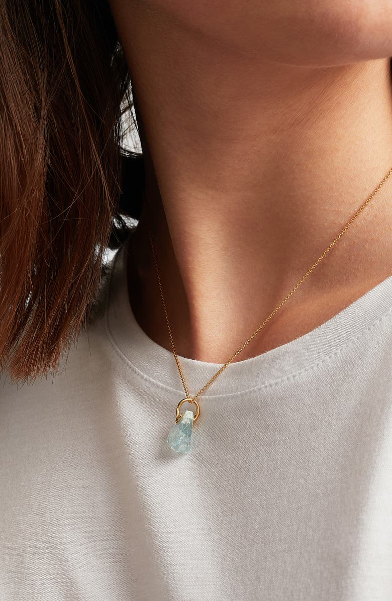 Monica Vinader x Caroline Issa Aquamarine Pendant Necklace, Alternate, color, 