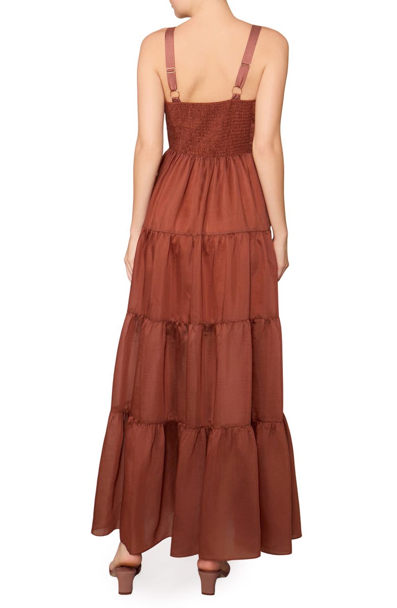 MELLODAY Tiered Satin Maxi Dress, Alternate, color, Rust