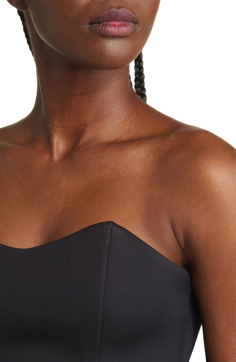 ASOS DESIGN Strapless Peplum Scuba Top, Alternate, color,