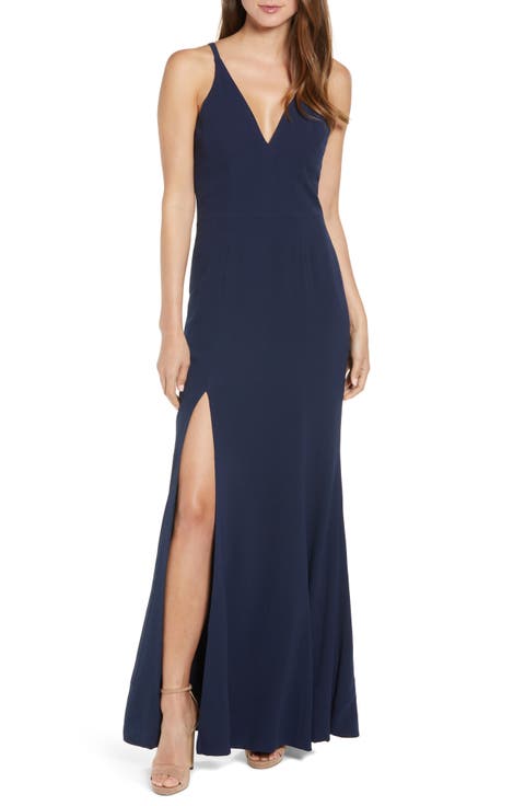 Iris Slit Crepe Gown