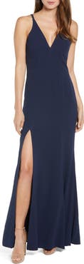 Dress the Population Iris Slit Crepe Gown