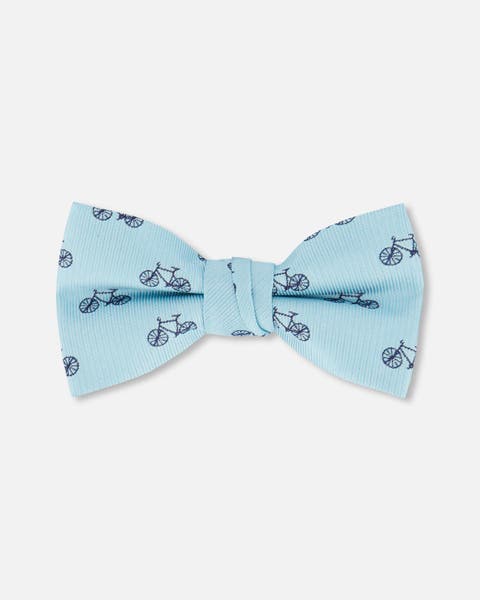 Boy's Bow Tie Pale Blue With Bicycle