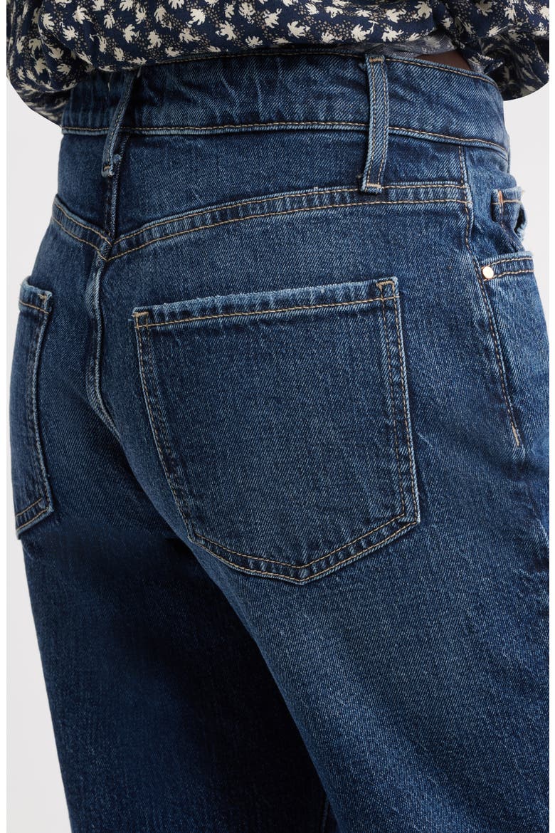 Cuffed High Waist Straight Leg Jeans, Alternate, color, DARK WASH