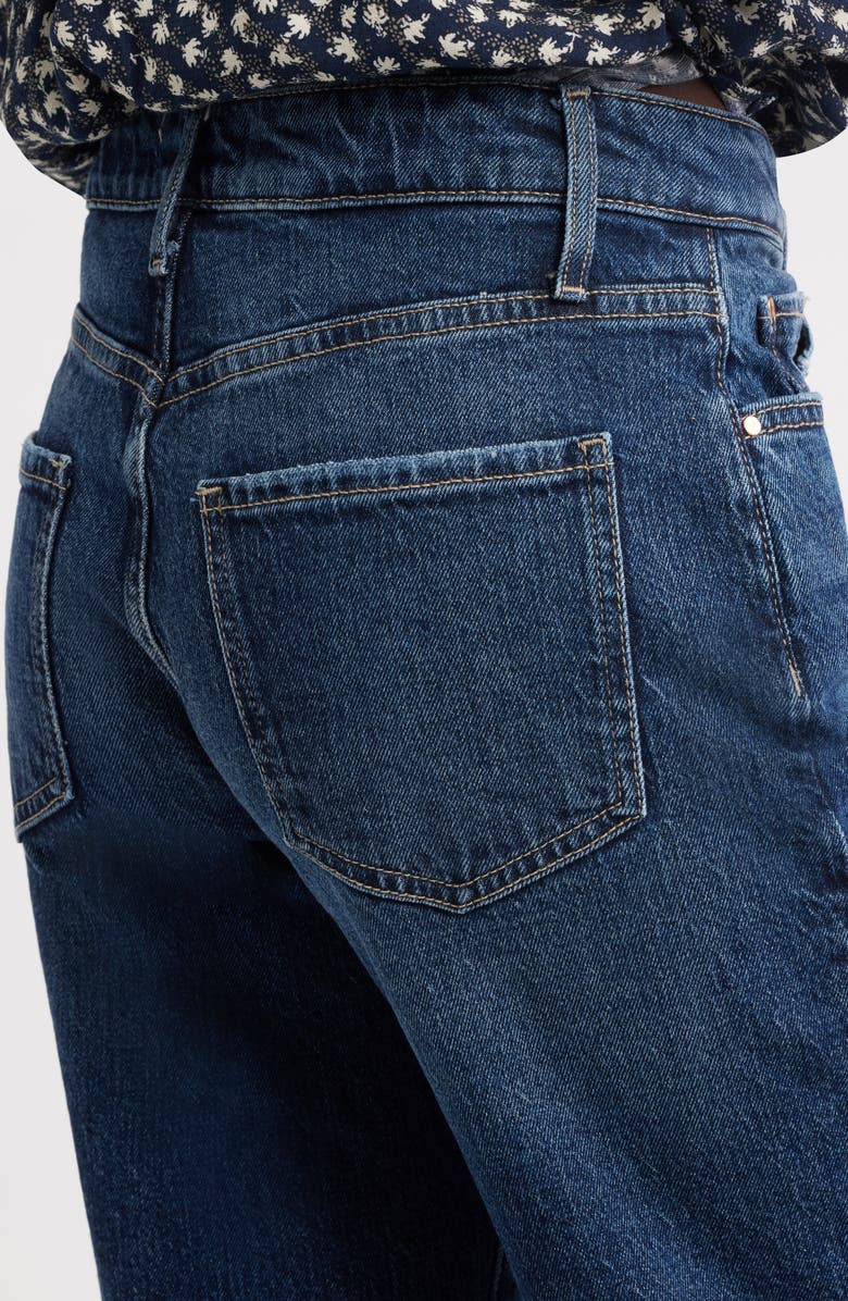 Treasure & Bond Cuffed High Waist Straight Leg Jeans, Alternate, color, Dark Wash