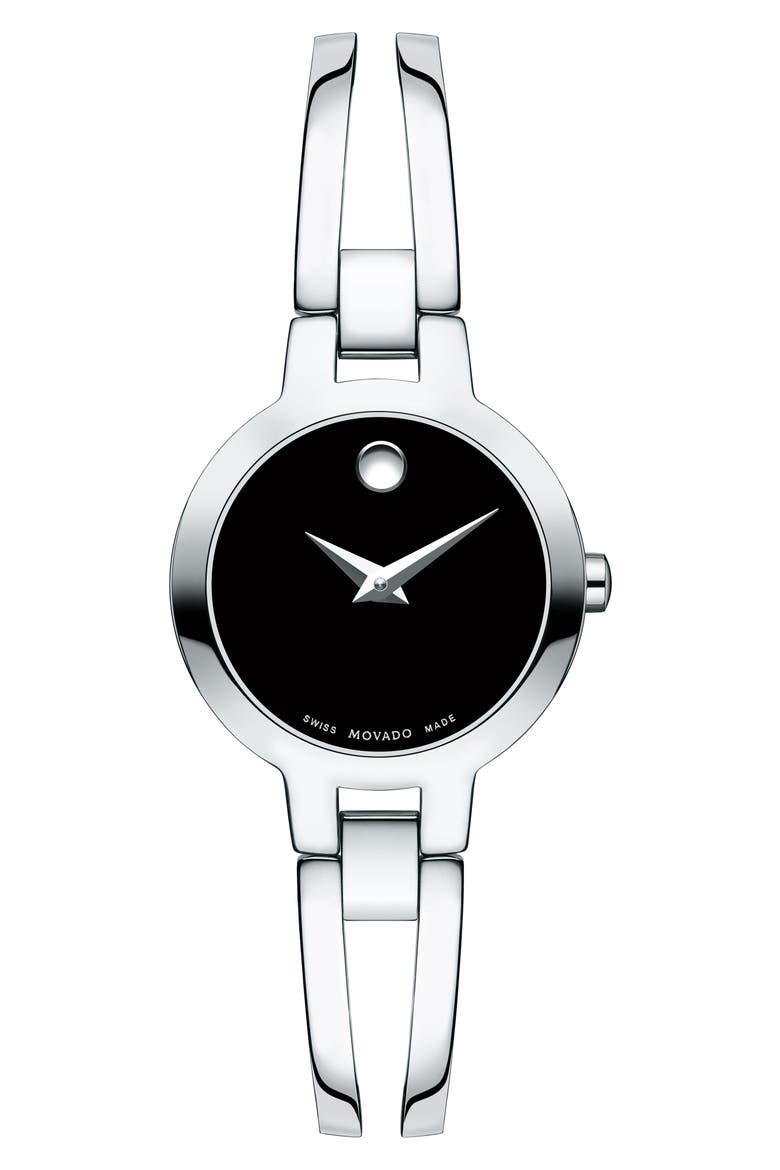 Amorosa Bangle Watch, 24mm, Main, color, SILVER/ BLACK/ SILVER