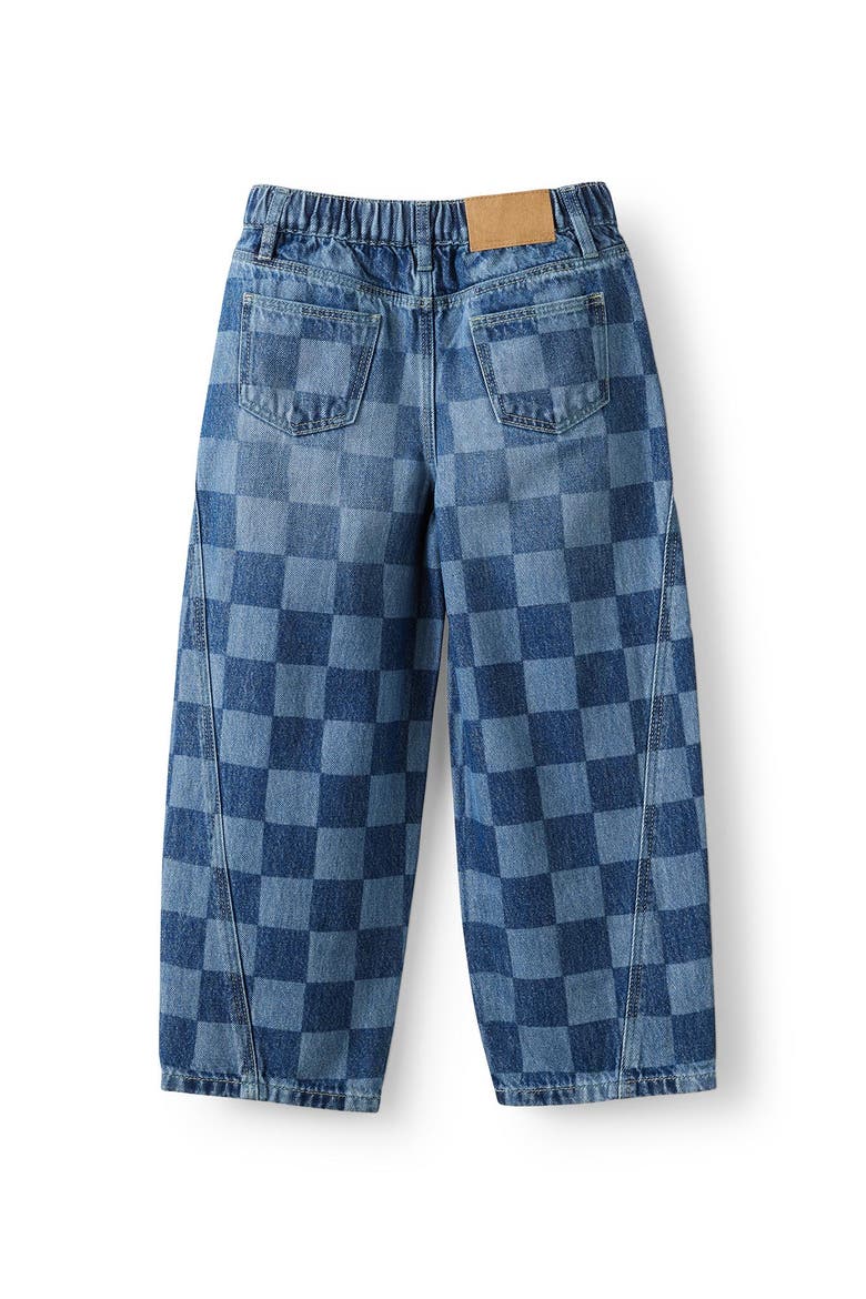 Kid's Unisex Super Barrel Leg Denim Jean, Alternate, color, Portsea Dark Blue Check