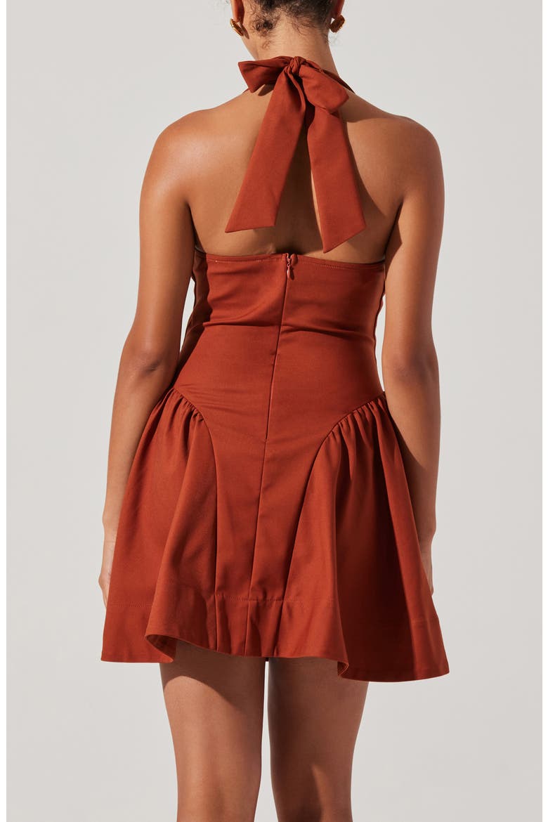 Meana Cotton Blend Halter Minidress, Alternate, color, BROWN