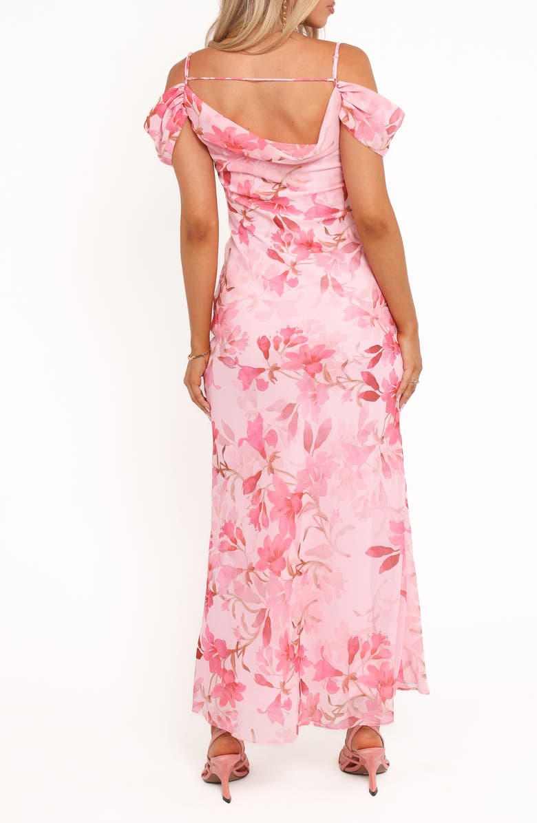 Petal & Pup Esther Floral Cold Shoulder Midi Dress, Alternate, color, Pink Floral