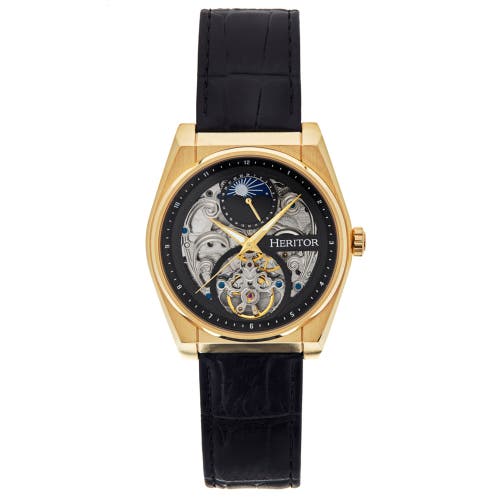 Heritor Automatic Daxton Skeleton Watch in Black/gold at Nordstrom