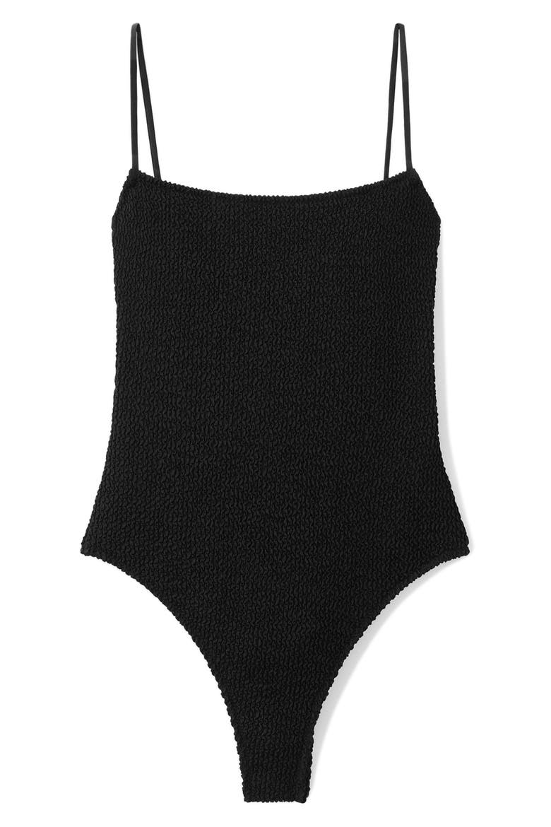 Textured One-Piece Swimsuit, Main, color, BLACK