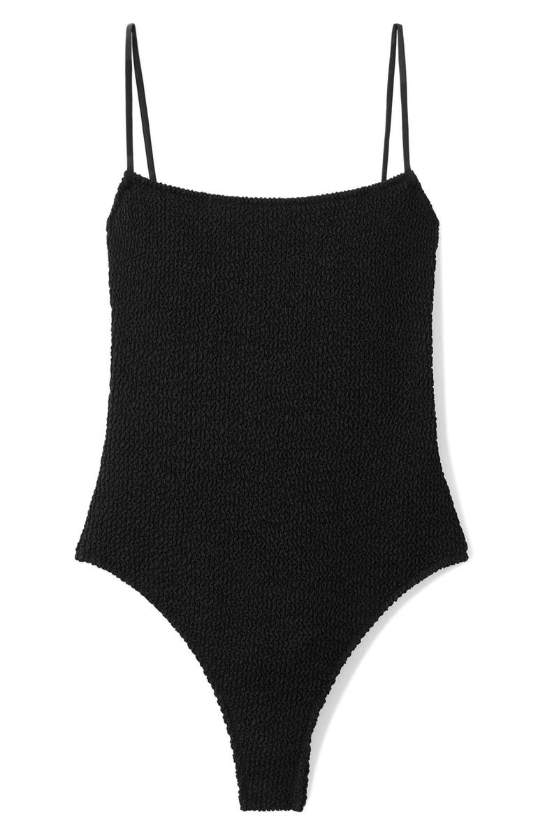 MANGO Textured One-Piece Swimsuit, Main, color, Black