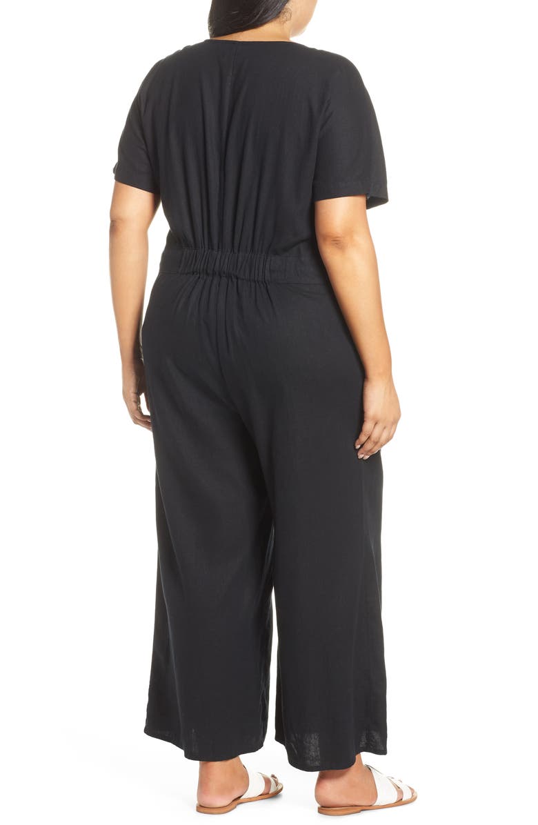 Caslon<sup>®</sup> Wide Leg Linen Blend Jumpsuit, Alternate, color,