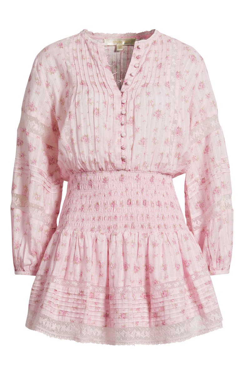 LoveShackFancy Janis Long Sleeve Minidress, Alternate, color, Raspberry Fields