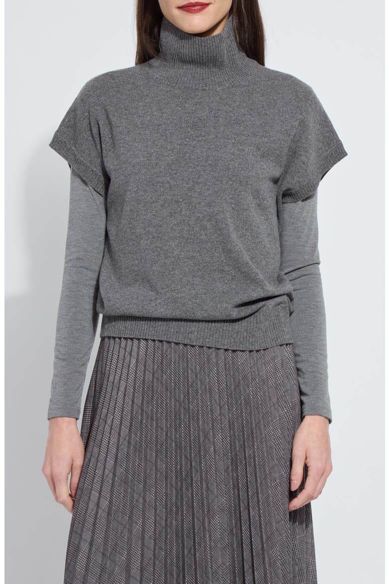 Short Sleeve Turtleneck Cashmere Sweater, Main, color, DERBY GREY