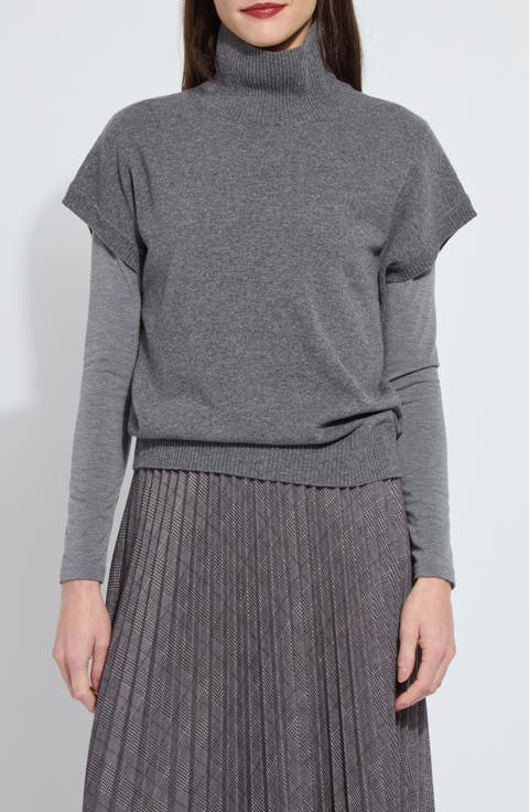 Short Sleeve Turtleneck Cashmere Sweater