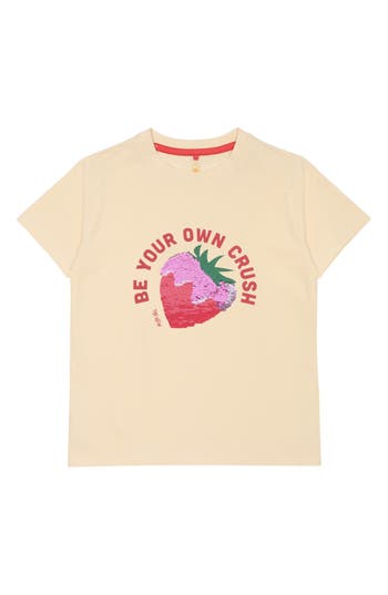 The New Kids' Loppy Sequin Embellished Organic Cotton Graphic T-shirt In Angora