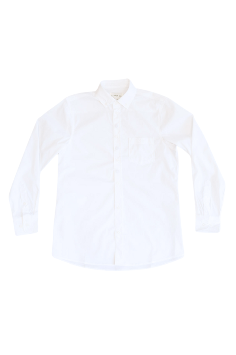 White Essential Long Sleeve Button-Up, Main, color, White