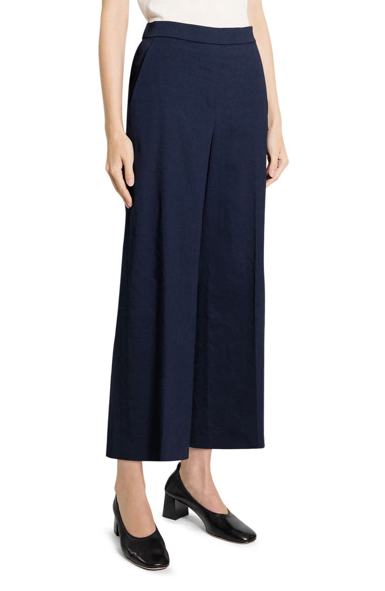 Theory Classic Straight Leg Good Linen Pants, Alternate, color, Midnight Navy - Rl0