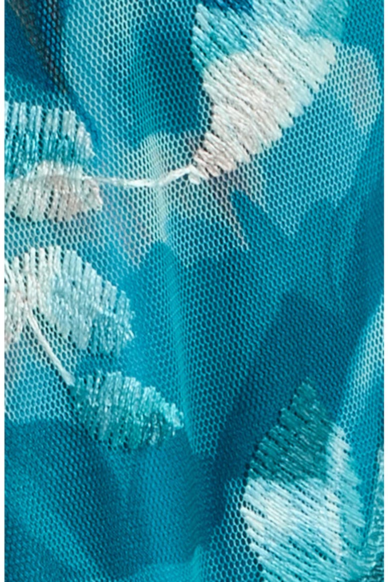Floral Embroidered Midi Cocktail Dress, Alternate, color, TEAL