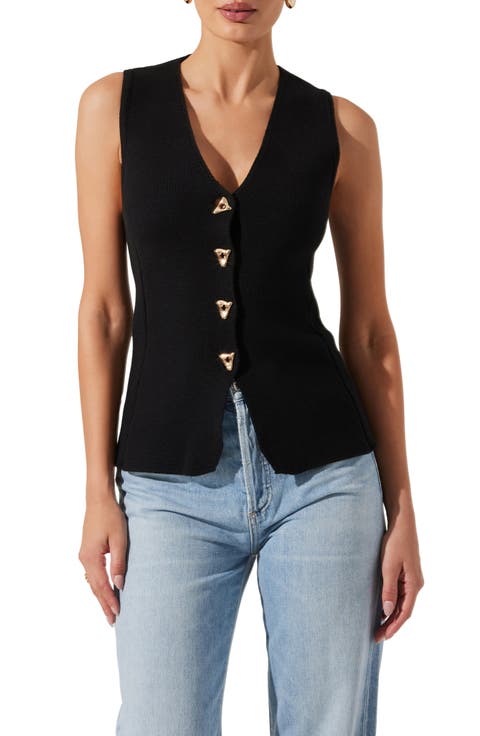 Jayce Textured Cotton Button-Up Sweater Vest