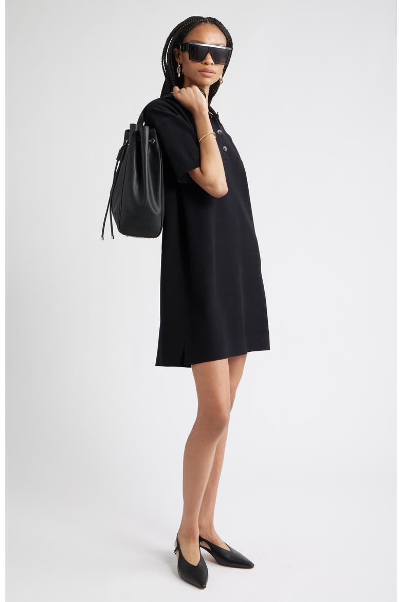 Polo Sweater Dress, Alternate, color, BLACK