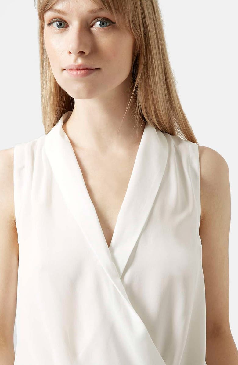 Topshop Sleeveless Drape Front Blouse, Alternate, color,