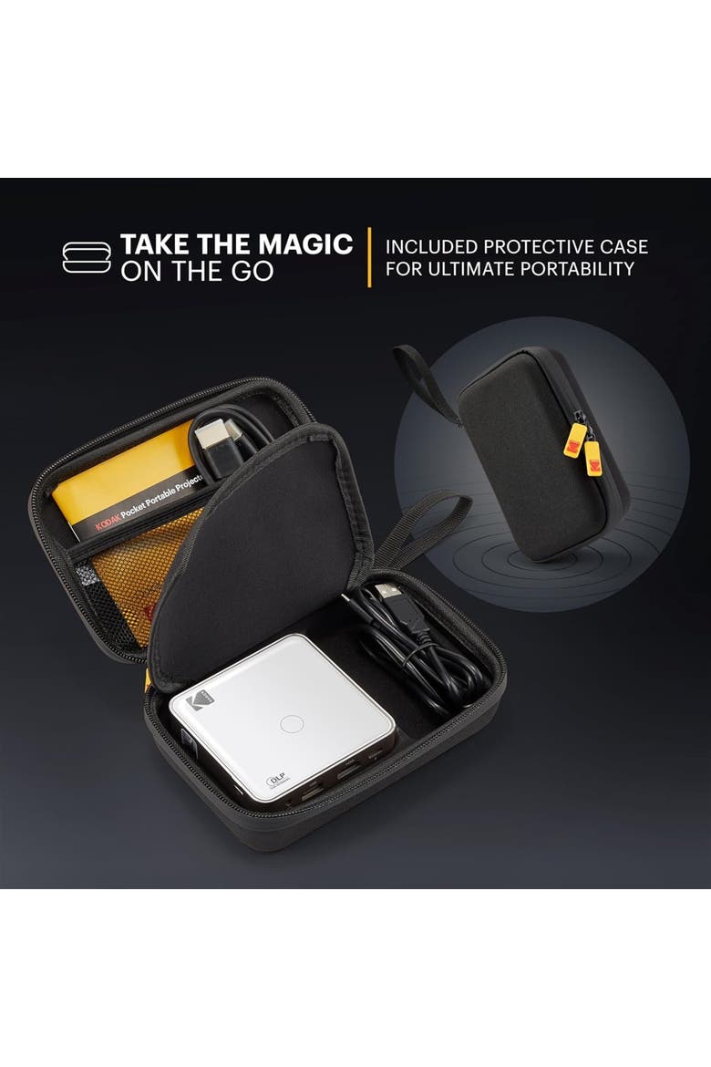Luma 75 Ultra Mini Projector, Portable Pico Projector with Carrying Case & Tripod, Alternate, color, White