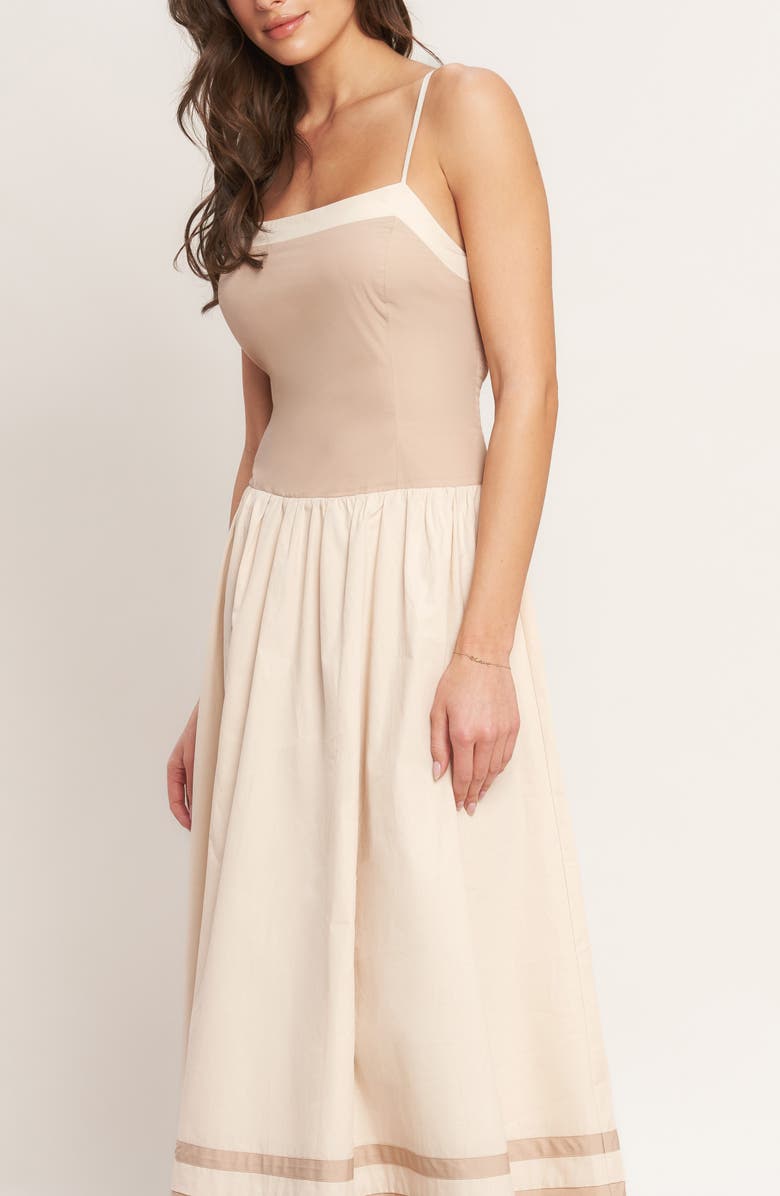 FLYING TOMATO Drop Waist Midi Dress, Alternate, color, Light Taupe