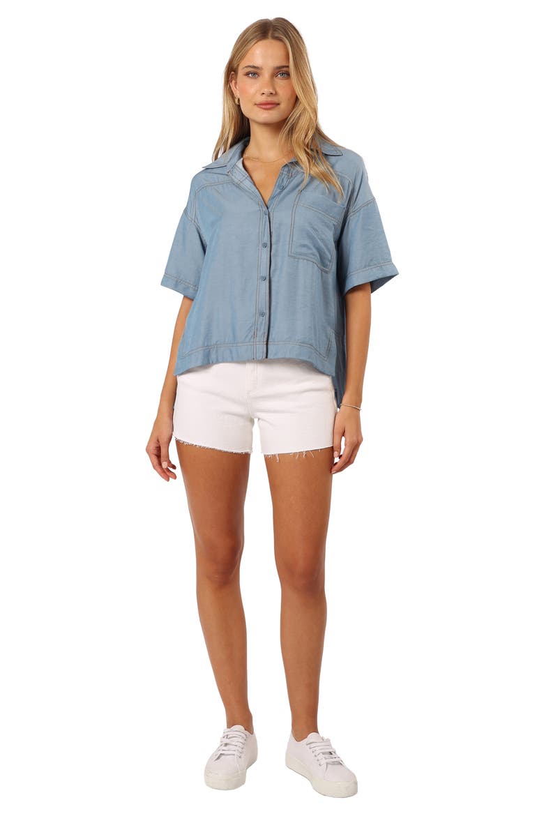 Lyna Button-Up Shirt, Alternate, color, BLUE