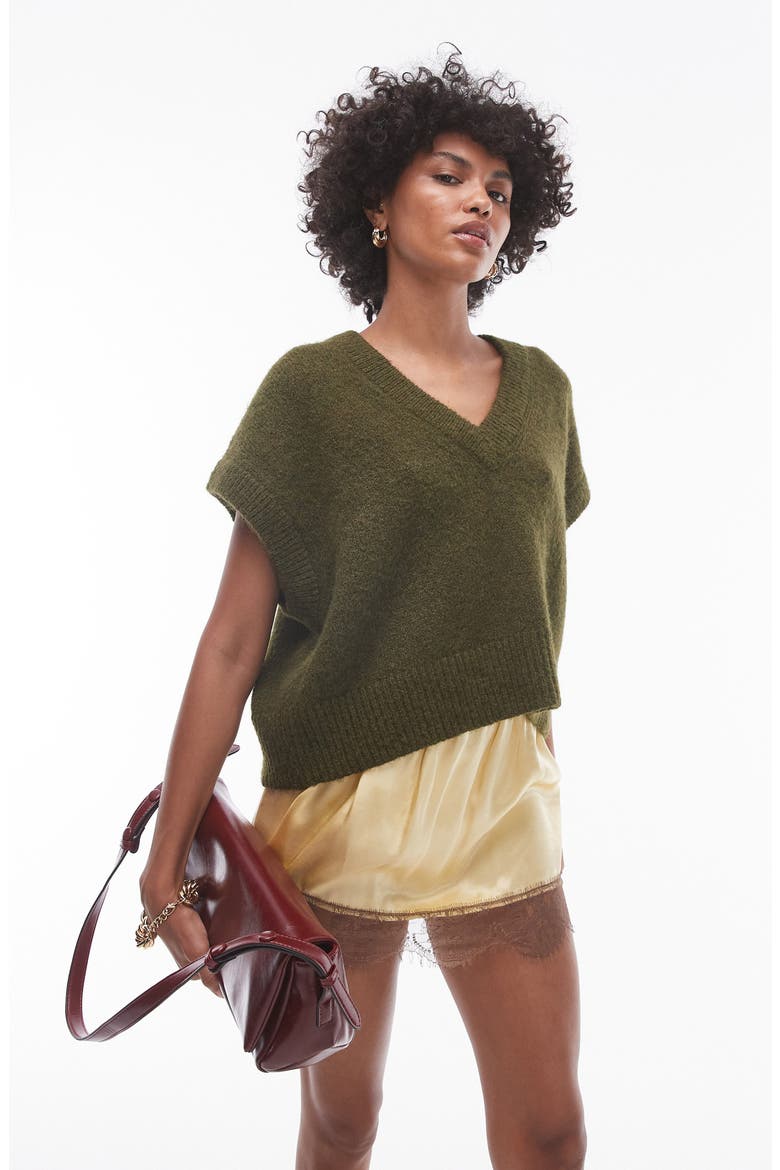 Boxy Sweater Vest, Main, color, KHAKI