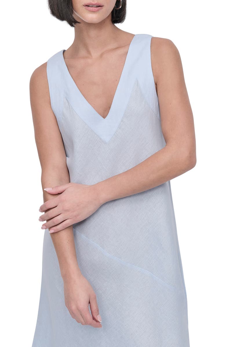 DKNY Asymmetric Sleeveless Linen Dress, Alternate, color, Skyway Blu