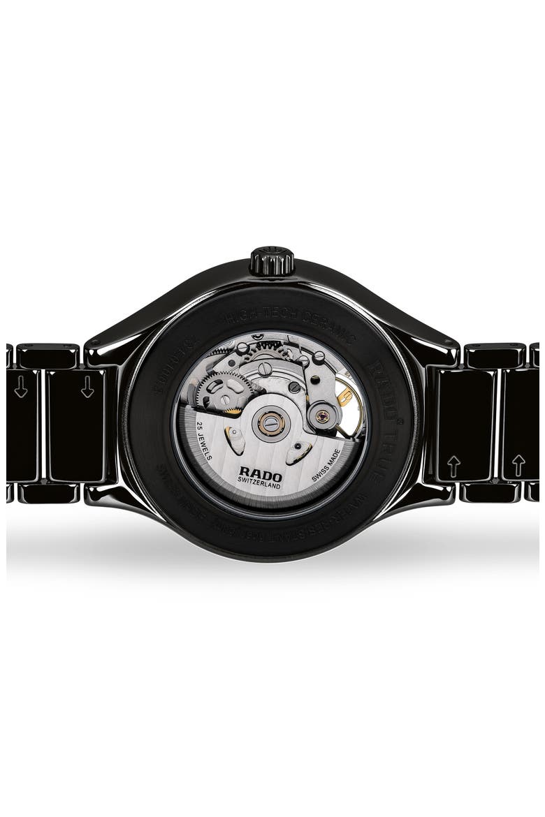 True Secret Diamond Ceramic Bracelet Watch, 40mm, Alternate, color, BLACK