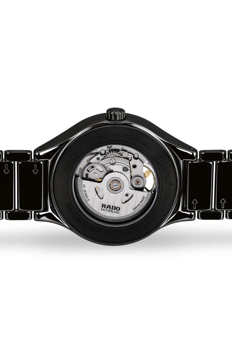 RADO True Secret Diamond Ceramic Bracelet Watch, 40mm, Alternate, color, Black