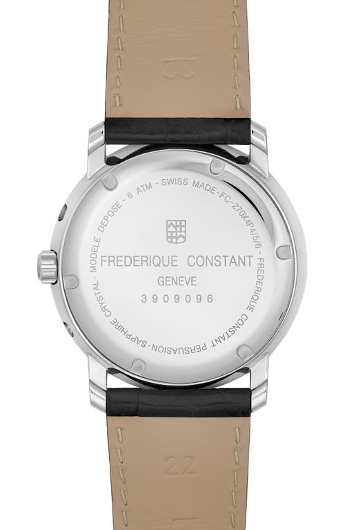 Frederique Constant Men's Swiss Classics Business Timer Black Leather Strap Watch 40mm In Black