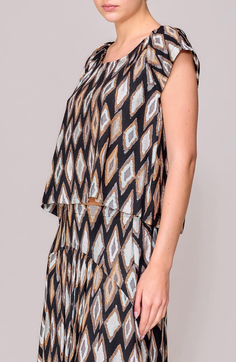 MELLODAY Geo Print Cap Sleeve Top, Alternate, color, Black Multi