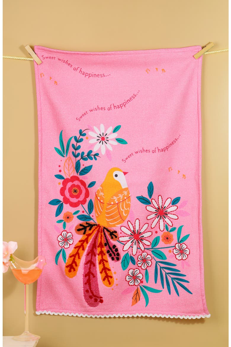 Sweet Wishes Set of 3 Kitchen Towels, Alternate, color, PINK/ PURPLE/ BLUE