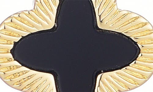 Adornia 14k Gold Plated Fluted Edge Black Clover Stud Earrings In Gold
