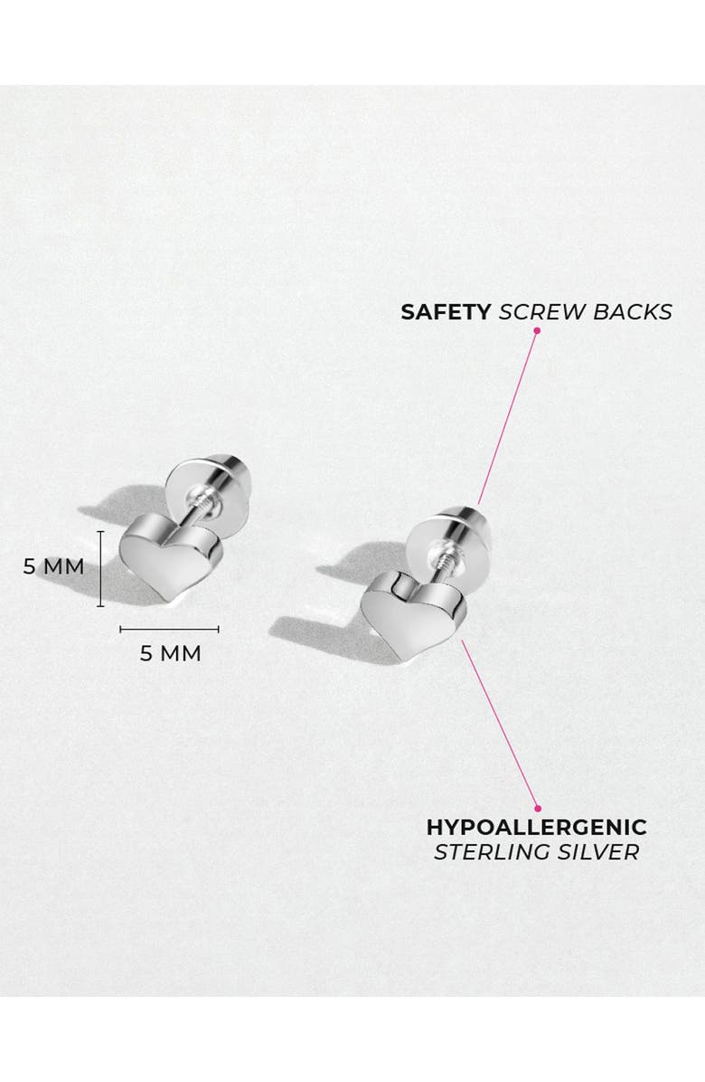 In Season Jewelry Puffed Polished Heart Earrings, Alternate, color, Silver