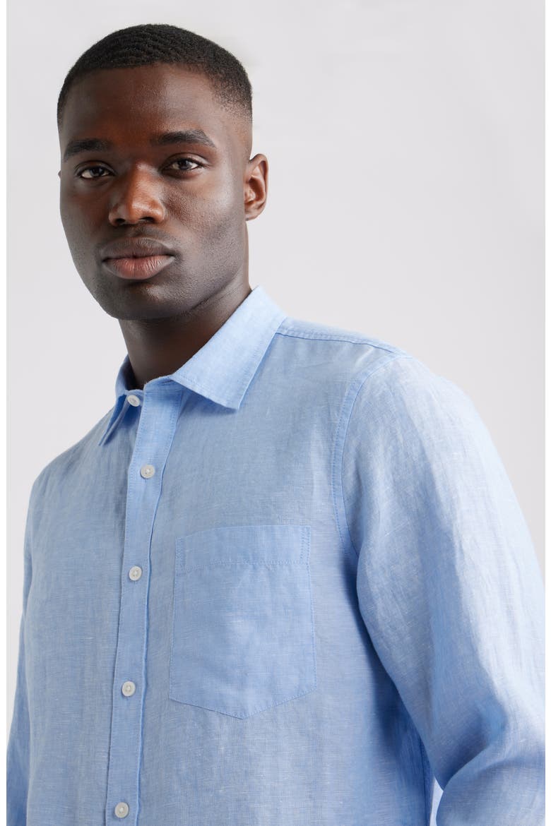 Linen Button-Up Shirt, Alternate, color, BLUE VISTA- WHITE EOE
