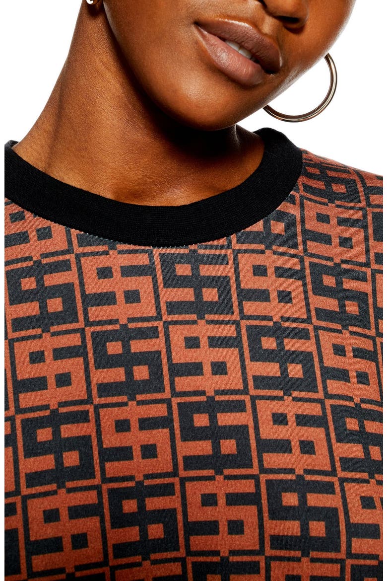 Monogram Oversize Boyfriend Tee, Alternate, color, BROWN MULTI